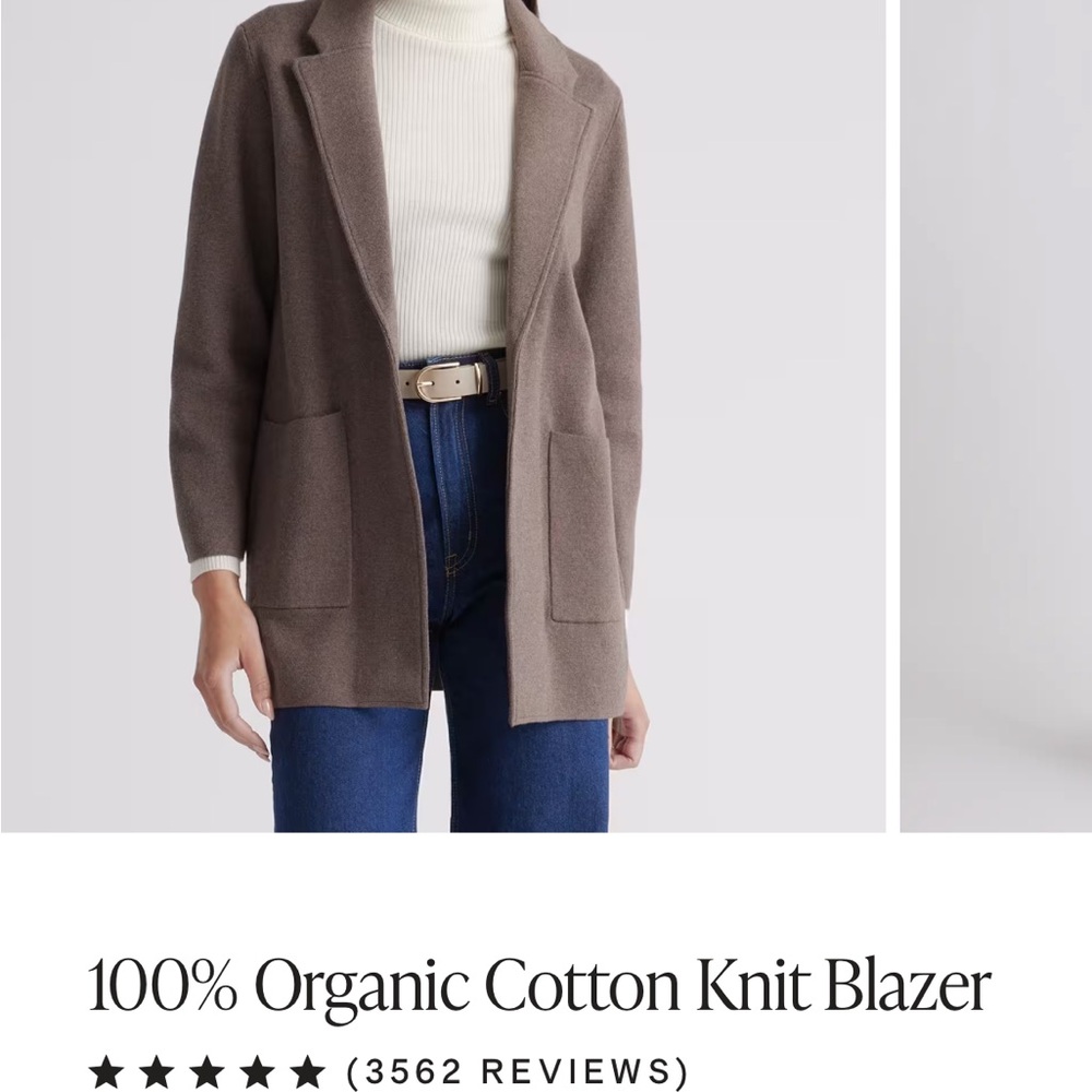 Quince Brown Organic Cotton Knit Blazer size medium